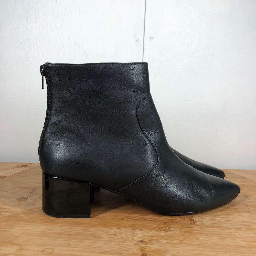 Karl Lagerfeld Womens size 8.5 shoes black leather zip up ankle heel boots